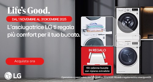IL KIT COLONNA BUCATO LG IN REGALO ACQUISTANDO UN'ASCIUGATRICE 
