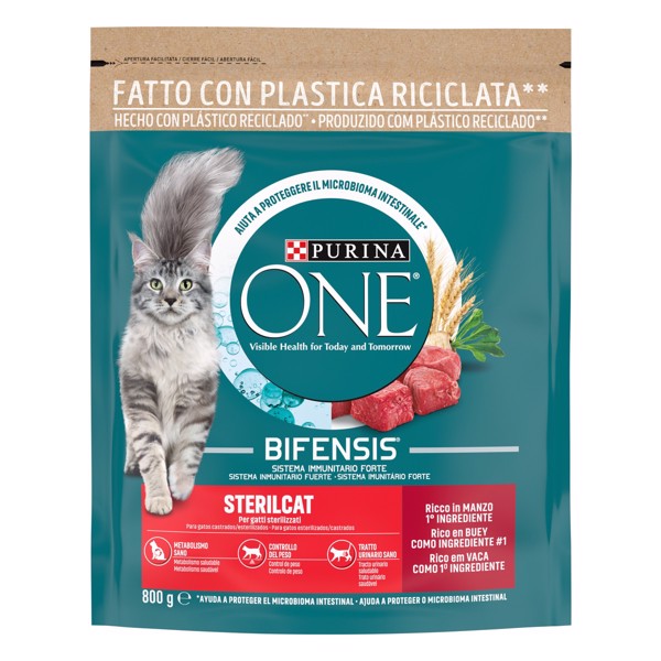 Purina ONE 12510679 Bifensis cibo secco per gatto sterilizzato Manzo 800 g