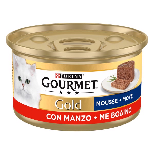 GOURMET 12131624 Gold Mousse per gatto Adulto con Manzo 85 g