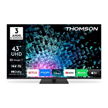Televisore mled 43" uhd hdr10 t2/s2,144hz,4hdmi,2usb,gtv,pc