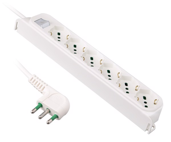 Ekon ECELSTR6BIDESWIT16 prolunghe e multiple 1,5 m 6 presa(e) AC Interno Bianco