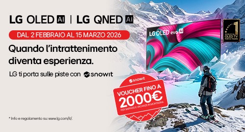 LG ti porta sulle piste con snowit: acquista un prodotto in promozione e ricevi fino a 2000€ di voucher virtuale 