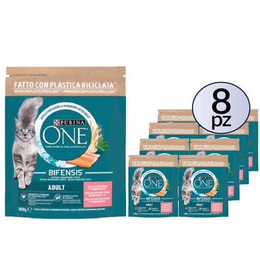Bifensis cibo secco per gatto Adulto Salmone 800g PACK 8 Confezioni