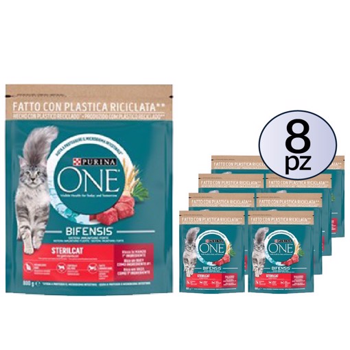 Bifensis cibo secco per gatto sterilizzato Manzo 800g PACK 8 Confezioni