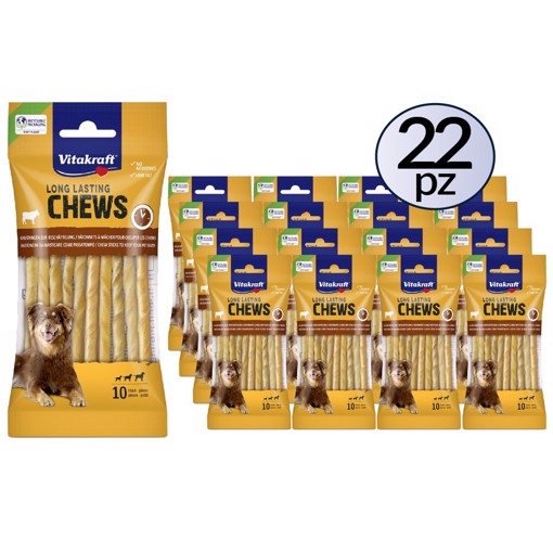 Chews Long Lasting Bastoncini arrotolati bovino 10pz PACK 22 Confezioni