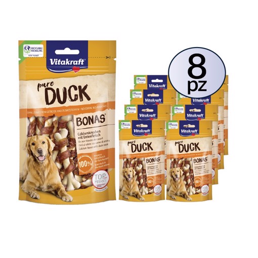 Pure Duck Bonas ossi al calcio con carne d’anatra 80g PACK 8 Confezioni