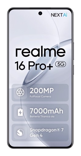 realme 16 Pro+ 17,3 cm (6.8") 5G USB tipo-C 12 GB 512 GB 7000 mAh Grigio
