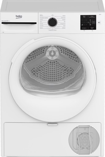 Beko BMT93EW Asciugatrice 9kg, Classe D, Linea Estetica NX, motore asincrono, Display digitale, colore Bianco, oblò Bianco
