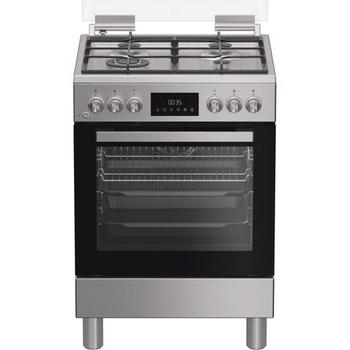 Hotpoint Ariston H6G8LMSAWX cucina libera installazione inox, 60x60cm, piano gas, forno elettrico ventilato, 72Lt, classe A