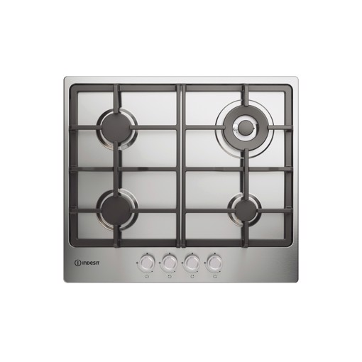 Indesit THP 641 W/IX/I 1 piano gas inox 60cm 4 fuochi brucitaore doppia corona griglie in ghisa lavabili in lavastoviglie