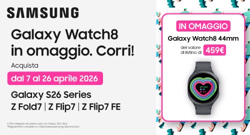 Samsung Galaxy S26 Series, Z Fold7, Z Flip7 e Z Flip7 FE regalano Galaxy Watch8