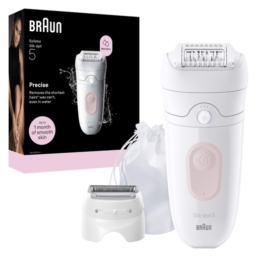 Braun Silk·épil 5, Epilatore Wet & Dry, Rimozione Facile Dei Peli, 5-041, Rosa Flamingo