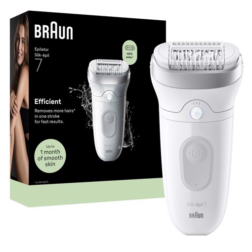 Braun Silk·épil 7, Epilatore Wet & Dry, Pelle Liscia A Lungo, 7-000, Argento
