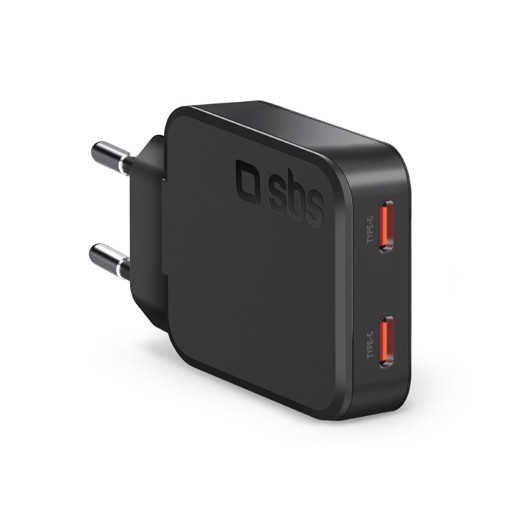 SBS TETRGAN2C65SLIM Caricabatterie per dispositivi mobili Universale Nero AC Ricarica rapida Interno