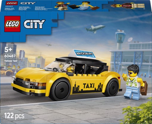 LEGO City 60487 Taxi Giallo, Macchina Giocattolo con 2 Minifigure e Tetto Rimovibile, Sviluppo Motricità Fine, Regalo da 5+