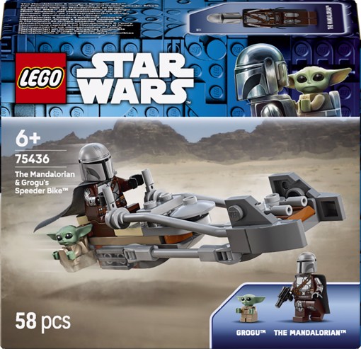 LEGO Star Wars 75436 Speeder Bike del Mandaloriano e di Grogu, Giocattolo con Grogu e Minifigure di Din Djarin, Regalo da 6+