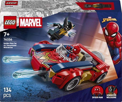 LEGO Marvel | 76336 Auto di Spider-Man vs. Venomized Wolverine, Giocattolo da Supereroi con Macchina, 2 Minifigure, Regalo 7+