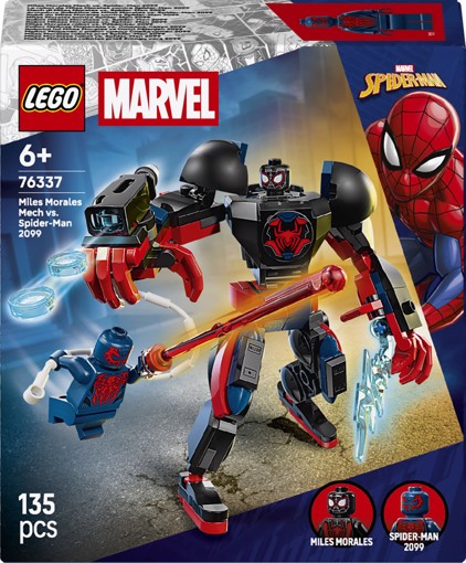 LEGO Marvel | 76337 Mech di Miles Morales vs. Spider-Man 2099, Giocattolo da Supereroi con Action Figure, 2 Minifigure per 6+