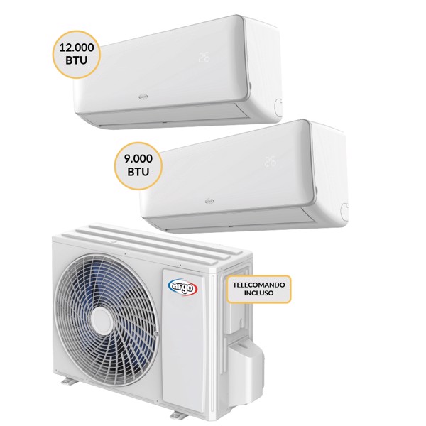 Argo Condizionatore DUAL split Inverter 9000+12000 btu Wi-Fi CLDESIGNDUAL18UE + CLIMADESIGNM09UI + CLIMADESIGNM12UI Climatizzatore Fisso
