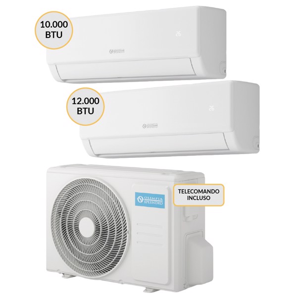 Olimpia Splendid Condizionatore DUAL split Inverter 1000+12000 btu Wi-Fi OSCAAMH14EI + OSSAAQH10EI + OSSAAQH12EI Climatizzatore Fisso