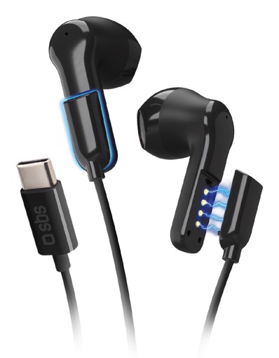 SBS TEEARSETBTCABLEK cuffia e auricolare Con cavo e senza cavo In-ear Musica/Giornaliera USB tipo-C Bluetooth Nero