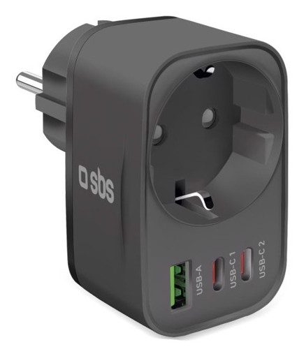 SBS TETRPLUG1USB2CPD30 Caricabatterie per dispositivi mobili Universale Nero AC Interno
