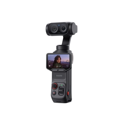 Videocamera 8K con gimbal, doppio obiettivo Leica, zoom fino a 12x, touchscreen OLED rimovibile da 2" e stabilizzazione a 3 assi.