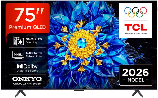 TCL P8L TV 75P8L – QD-Mini LED 75", 4K HDR, Google TV, 144Hz VRR, Audio Onkyo 2.1