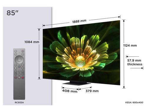 TCL C79K Serie Smart TV QD-MiniLED 4K 85" 85C79K, 144Hz, audio B&O, Dolby Vision IQ & Atmos, Google TV