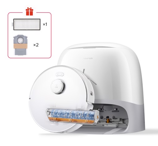 Roborock Qrevo Curv 2 FlowX Robot Aspirapolvere e Lavapavimenti, 270mm Autopulizia Rullo, Aspirazione 20.000 Pa, Protezione Rullo per Tappeti Asciutti, Stazione Multifunzionale, Videochiamata, Hello Rocky