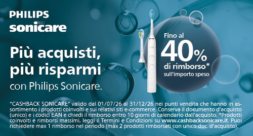 Cashback Sonicare: ricevi fino al 40% di rimborso