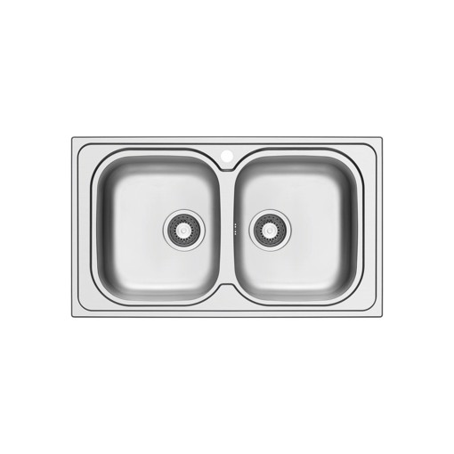 LAVELLO EURO 86 cm, 2 vasche - Acciaio Inox