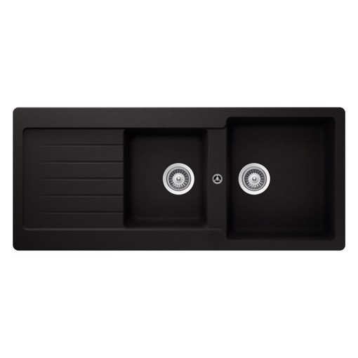 LAVELLO 116X50 2 VASCHE + GOCC. NERO OPACO