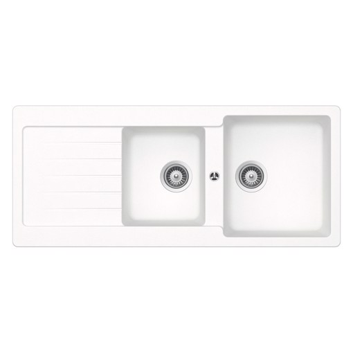 LAVELLO 116X50 2 VASCHE + GOCC.BIANCO OPACO