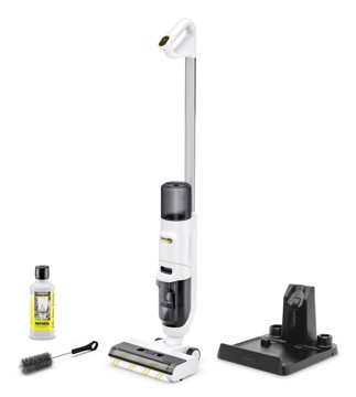 Xtra!Clean 3 in 1: aspira, lava, asciuga. FCV 2 con autonomia della batteria fino a 25 minuti, due modalità di pulizia e detergente naturale, ideale per pavimenti duri e tappeti. Wet & Dry