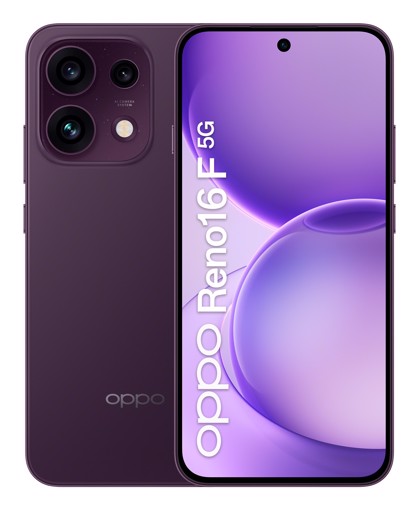 OPPO Reno16 F 5G AI Smartphone, Tripla fotocamera 50+8+50MP, Selfie 50MP, Display 6.57” 120HZ AMOLED FHD+, 6500mAh, RAM 8GB(Esp2GB/4GB/8GB)+ROM 256GB [Versione Italia], Purple Black