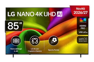 Televisore 4k 85" uhd hdr10 t2/s2,3hdmi,1usb,os26,pl,a7g9