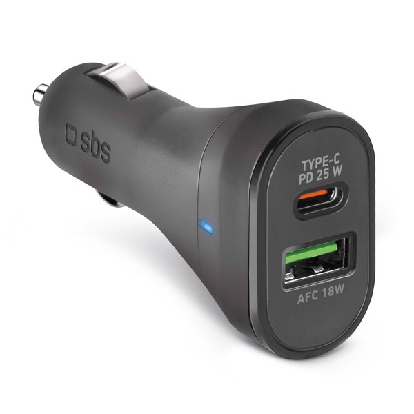 Sbs Nero Tecrpd25w Caricabatterie Per Dispositivi Mobili Universale Accendisigari Ricarica Rapida Auto