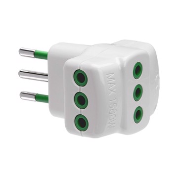 Adattatore triplo 2p+t 10a 3 prese italiane 2p+t 10a