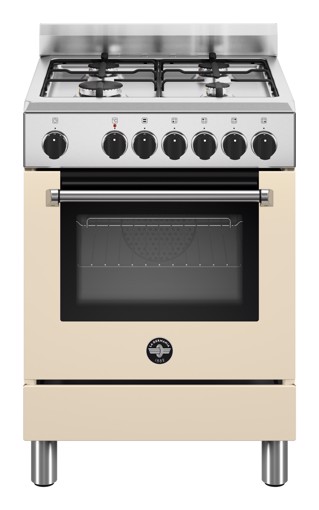 Bertazzoni La Germania Americana AMN664ECRV/24 cucina Elettrico Gas Crema, Acciaio inox