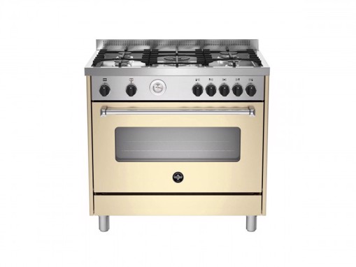 Bertazzoni La Germania Americana AMN965ECRT cucina Elettrico Gas Crema, Acciaio inox