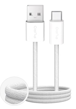 Puro cavo in tessuto bianco 1,5m, 2.0, 10w
