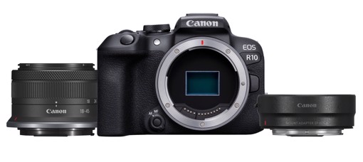 Canon EOS R10 + RF-S 18-45mm F4.5-6.3 IS STM + adattatore EF- R