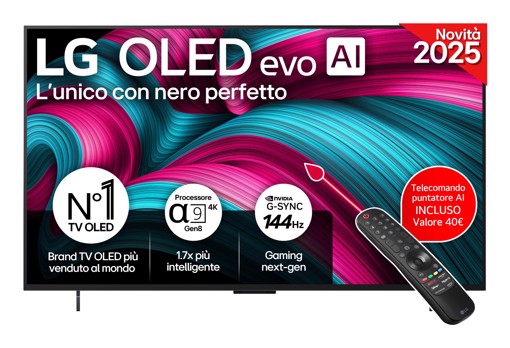 LG OLED evo AI OLED42C55LA TV Serie C5 42'' 4K, α9 Gen8, Dolby Vision, 20W, 4 HDMI, VRR 144Hz, Smart TV WebOS 25