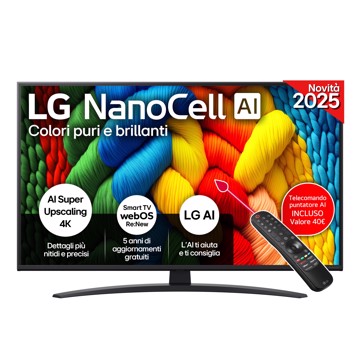 Televisore nano 43" uhd hdr10p t2/s2,3hdmi,2usb,a7,os25,ga,p