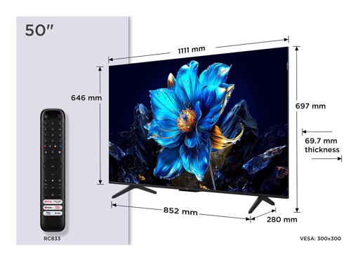 TCL P79K Serie Smart TV QLED 4K 50" 50P79K, Dolby Vision - Atmos, HDR10+, Google TV