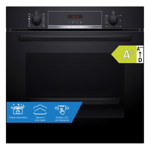 Bosch Serie 4 HQA574BB3 Forno con vapore Pirolitico Nero Classe A+