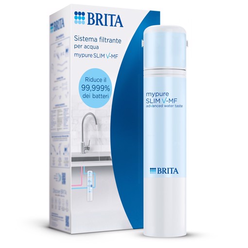Brita Sistema filtrante mypure SLIM V-MF incl. 1x filtro (8000L) - sistema sottolavello per il tuo rubinetto per acqua buona e priva di batteri al 99,999% - con timer digitale