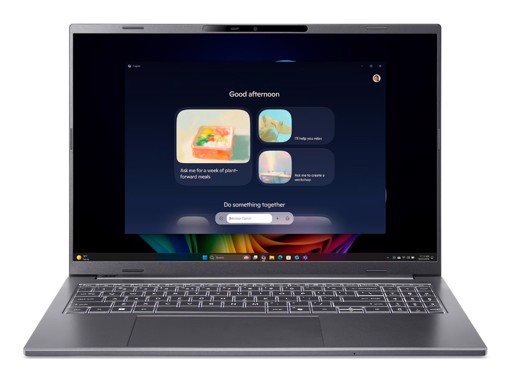 Acer Aspire 16 AI A16-52M-794G Copilot+ PC Intel Core Ultra 7 256V Computer portatile 40,6 cm (16") WUXGA 16 GB LPDDR5x-SDRAM 512 GB SSD Wi-Fi 7 (802.11be) Windows 11 Home Grigio QWERTY Italiano