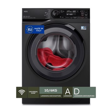 Lavasciuga 1600g 10+6kg nera ruby woolmark